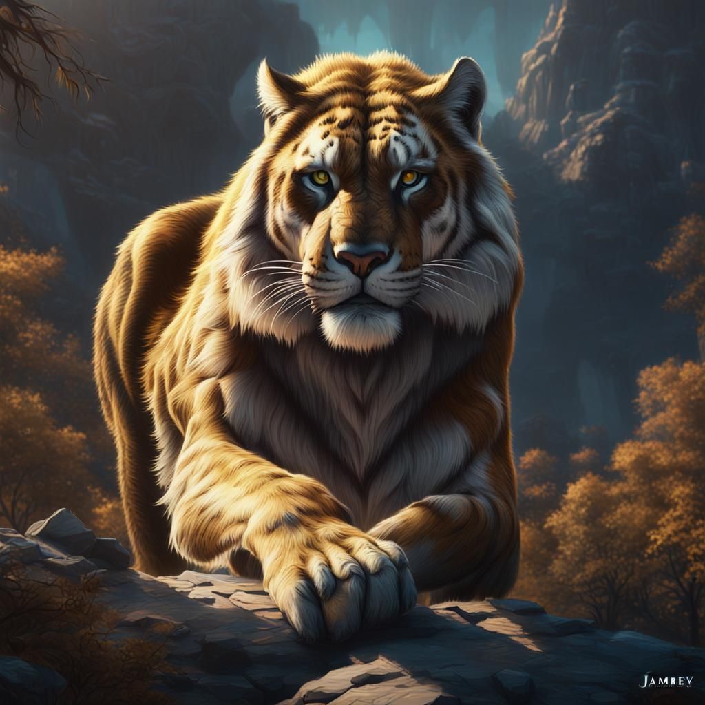 Sabertooth Tiger: Epic Cinematic Digital Painting
