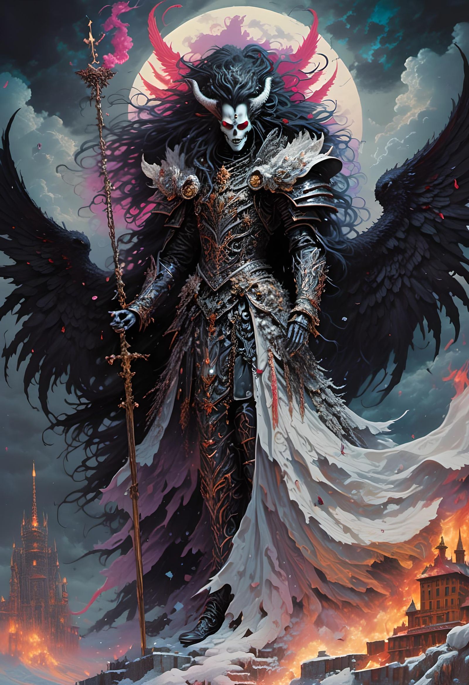 <lora:NeoGraphic Horror XL:1.0> Dark vampire King emerging f...