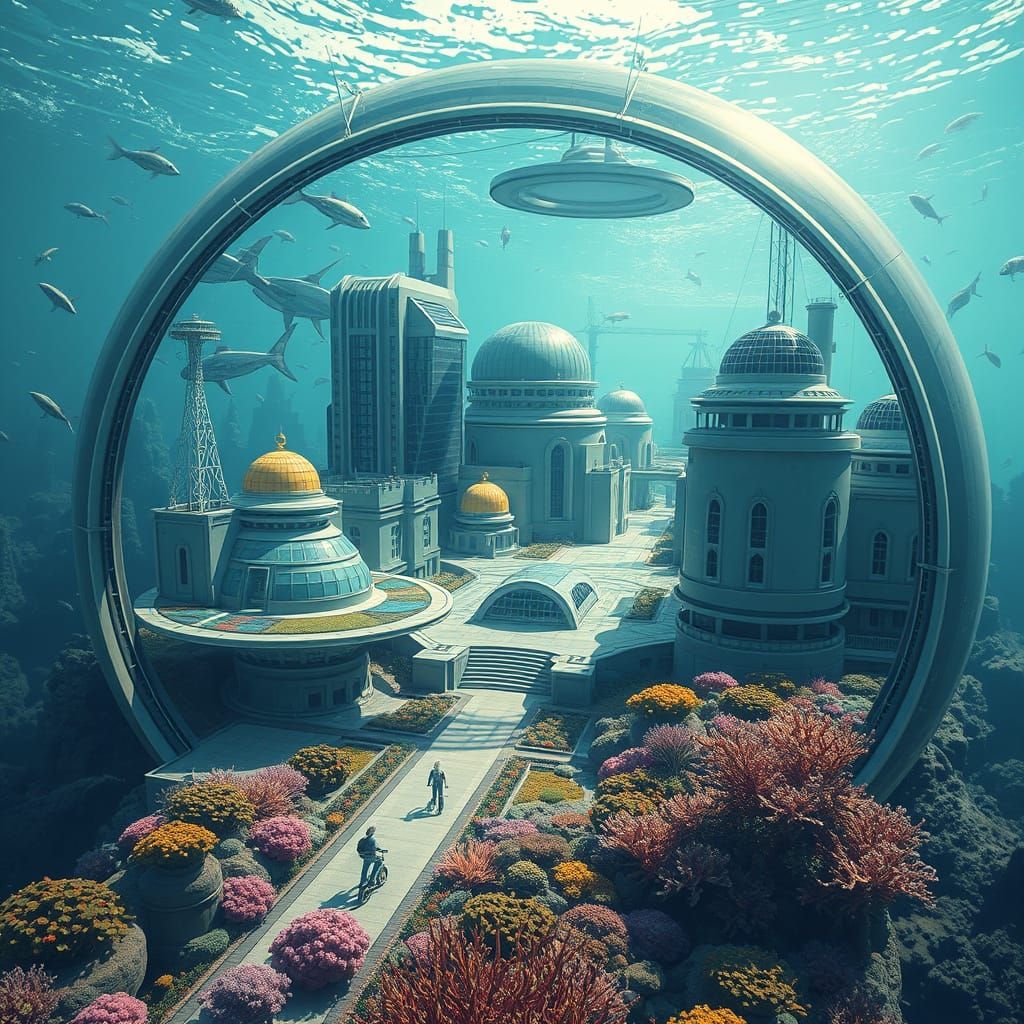 Bustling Underwater City of the Future