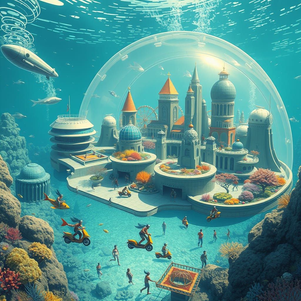 Bustling Underwater City of the Future