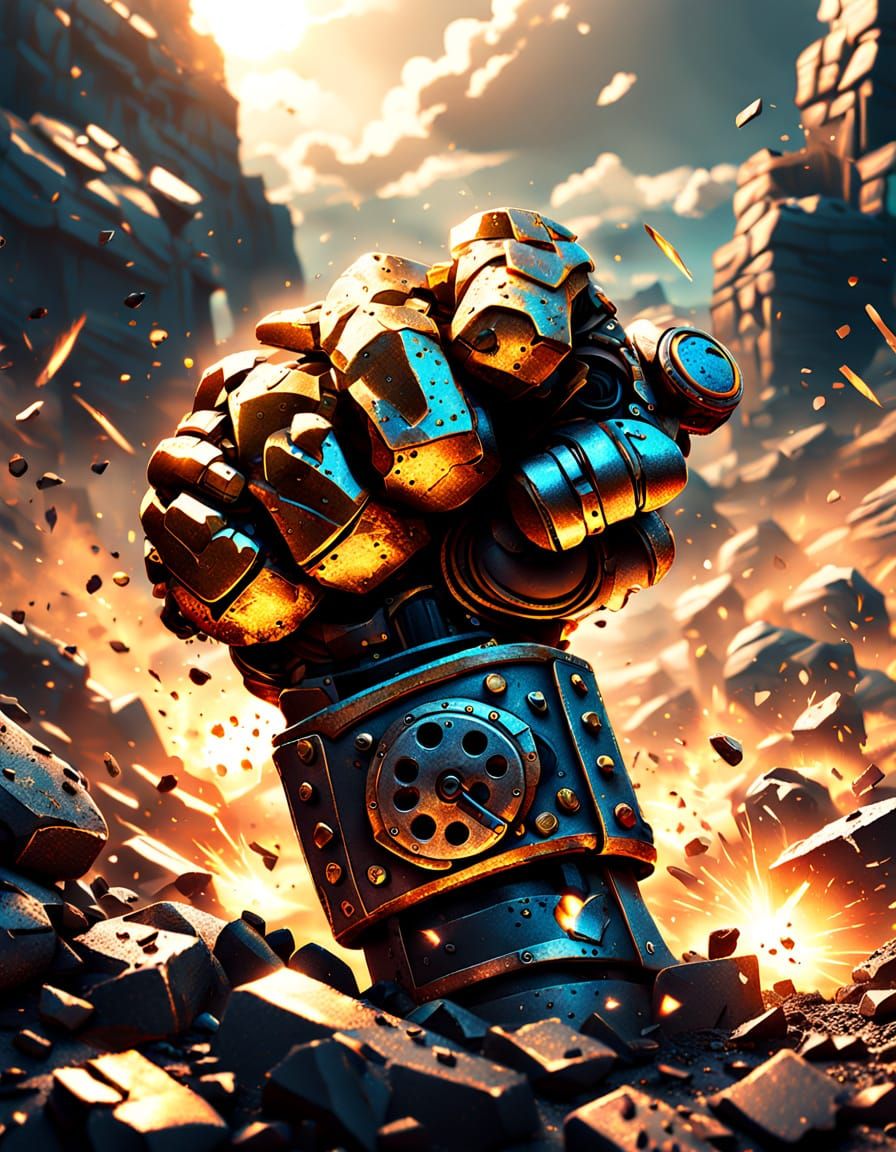 Iron Knuckle Duster Assault in Vibrant Digital Art