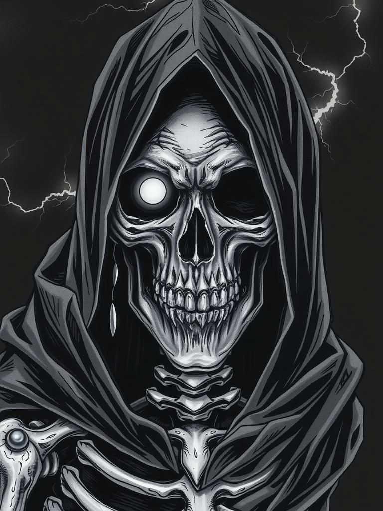 Skeleton Assassin in Graphite Manga Art