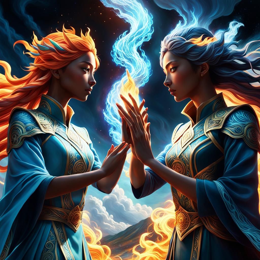 Elemental Beings United in Light: Anime Concept Art