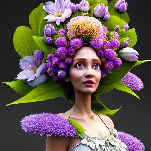 Goddess of Spring Flowers by a Creek