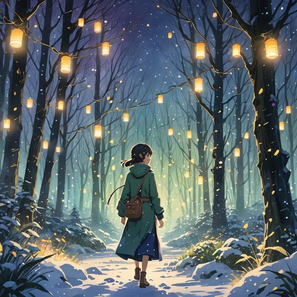 Winter Fae in Forest: Anime Key Visual