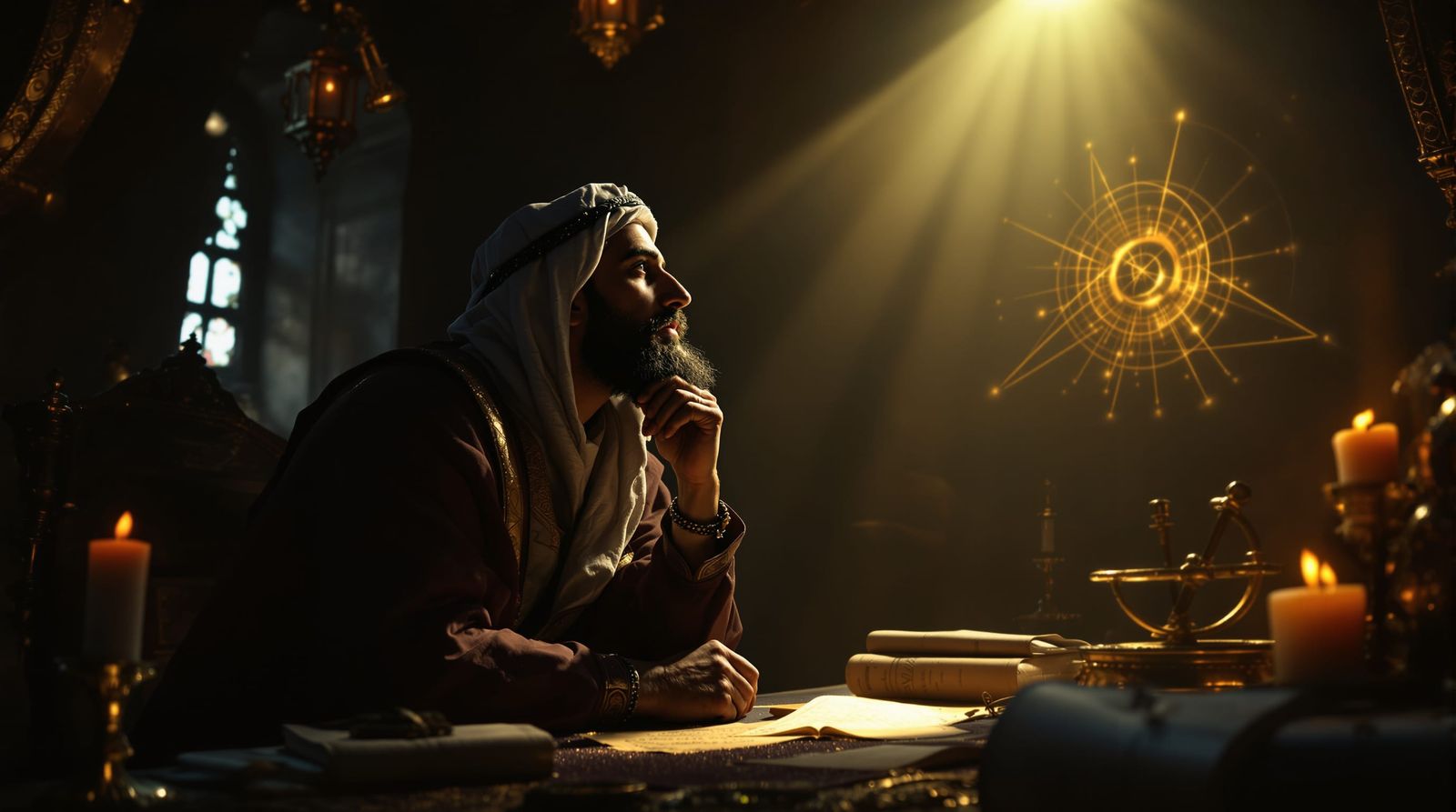 Ibn al-Haytham's Lab: A Chiaroscuro Masterpiece