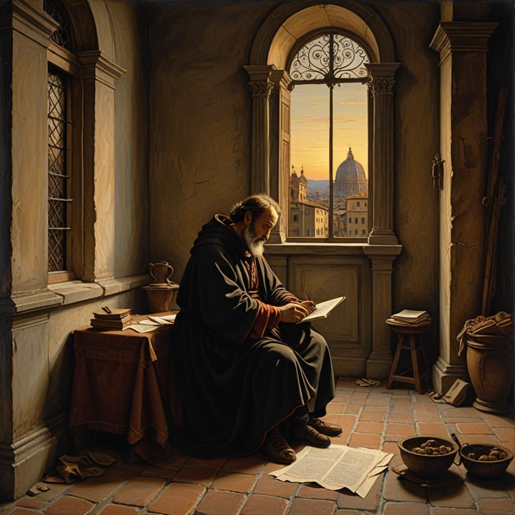 Apostle Paul's Dimly Lit Confinement in Ancient Rome