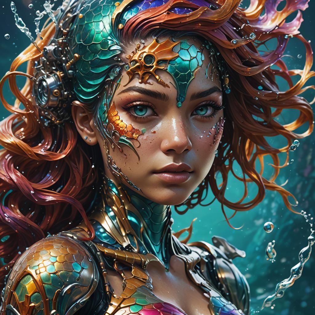 Hyperrealistic Cyborg Mermaid Concept Art