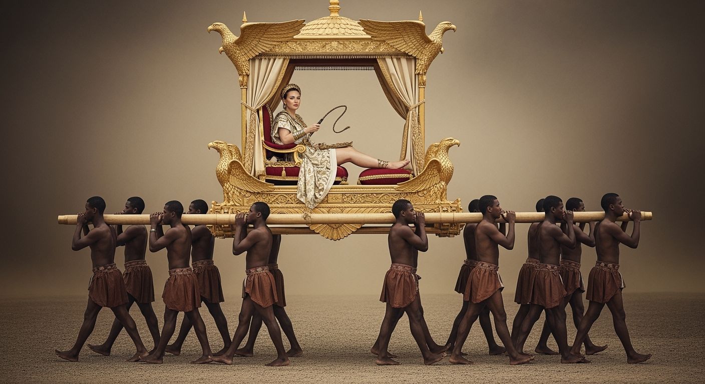 Roman Empress on Imperial Throne Sedan Litter