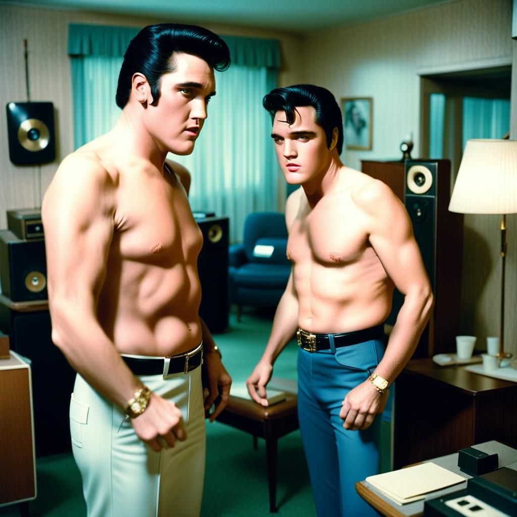 Elvis Presley in 1960s Living Room: Polaroid Photo