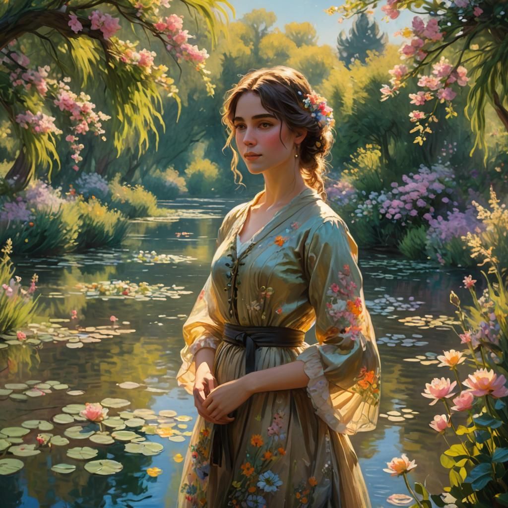 Impressionistic River Scene in Oil Painting