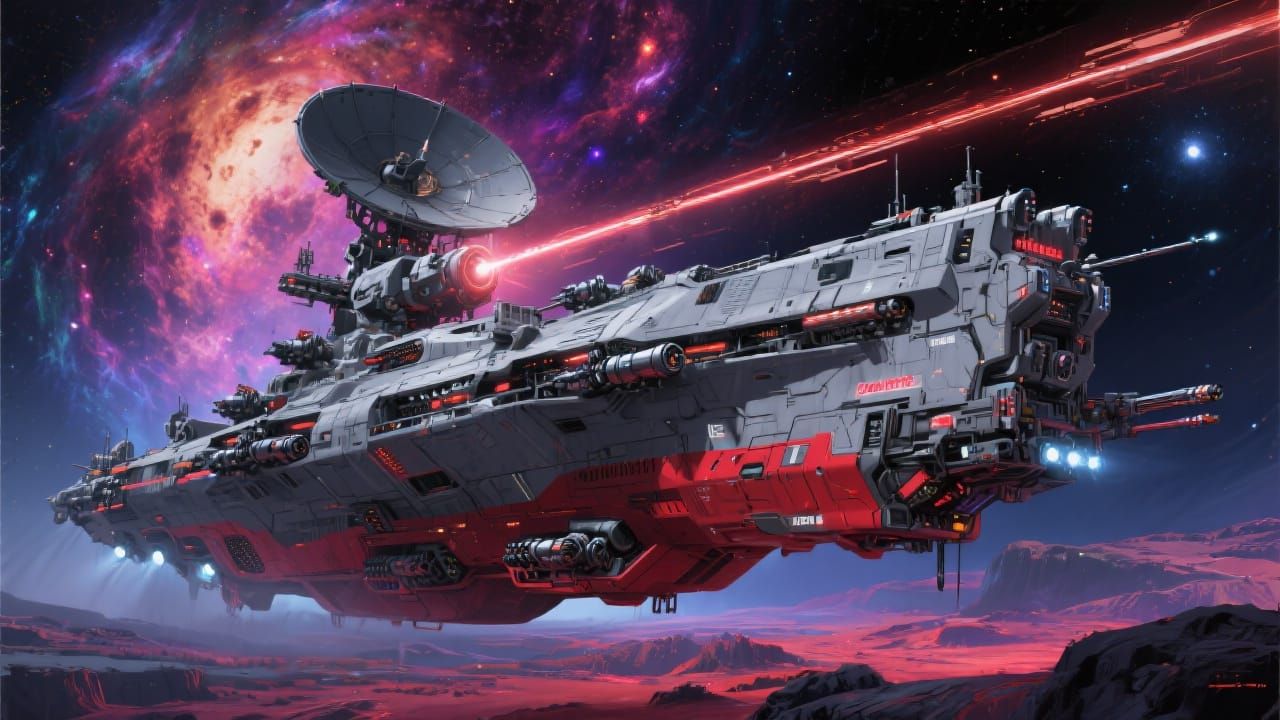 Futuristic Dreadnought Cruiser in Sci-Fi Style