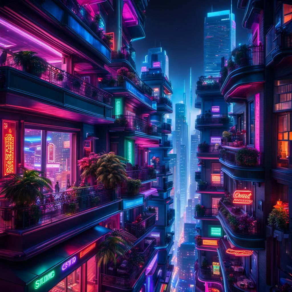 Japabin City: A Dazzling Oasis of Futuristic Splendor, Where Vibrant Balconies Beckon and Nightlife Enchants