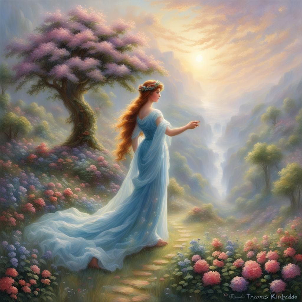 Ethereal Persephone Awakens Spring: A Fantasy Art Piece