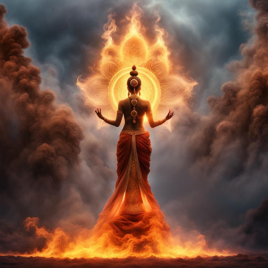 Smoked Namaste Figure in Digital Painting