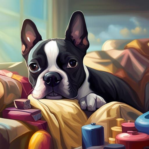 Boston Terrier Portrait in Dynamic Lighting