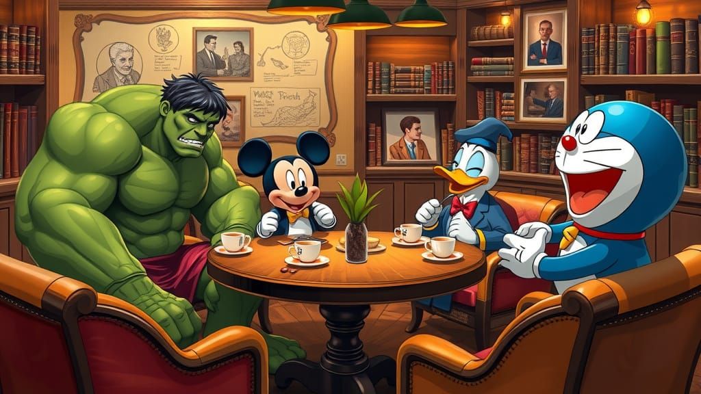 Vintage Café Gathering: Intellectuals and Icons Unite