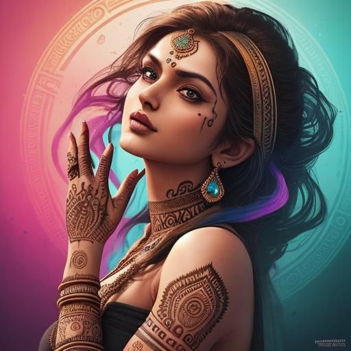 Intricate Ancient Design in Hyperrealistic Splash Art