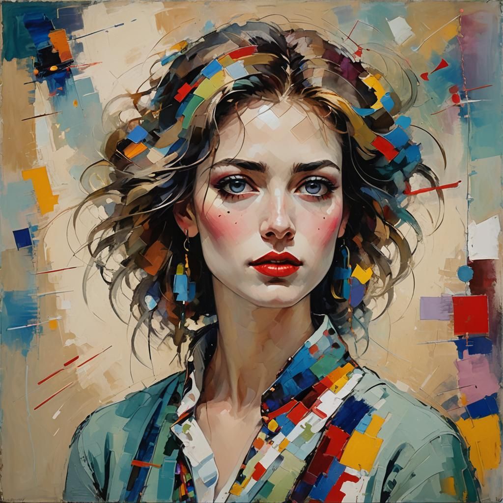 "portrait of a young woman.” kandinsky,,Pino Daeni"