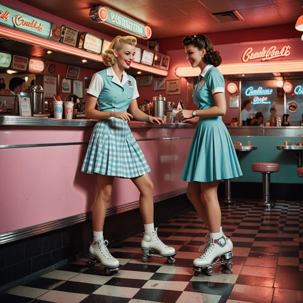 Nostalgic Retro American Diner with 50s Vibe