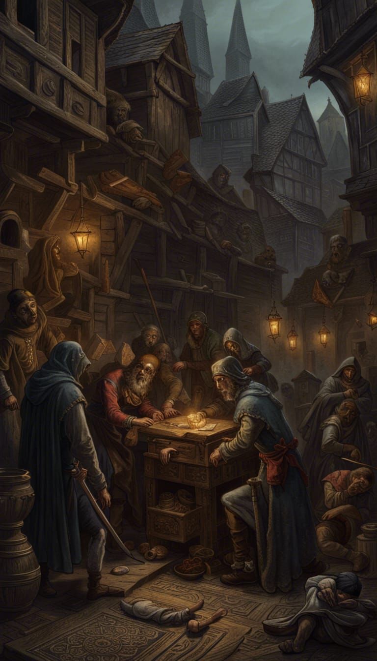 Medieval Thieves Face the Hangman: Fantasy Art