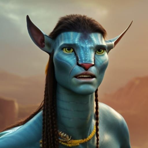 Handsome Na'vi Male Portrait in Fantasy Style