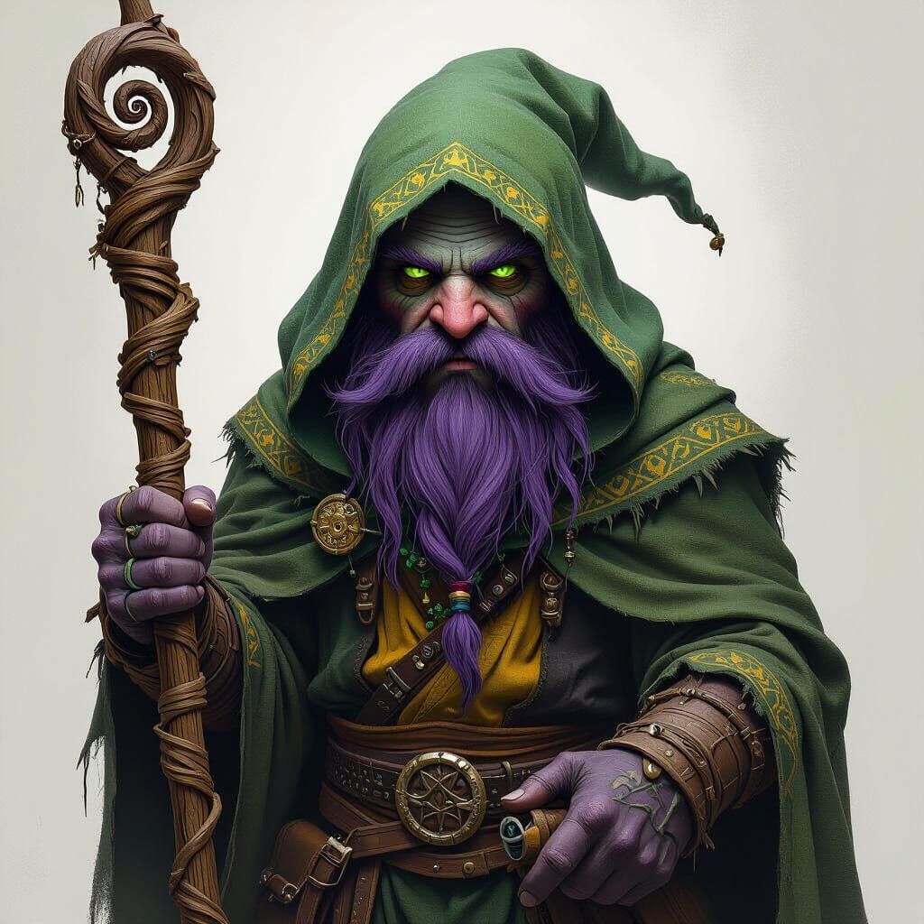 Detailed Dark Fantasy Dwarf with Emerald Eyes