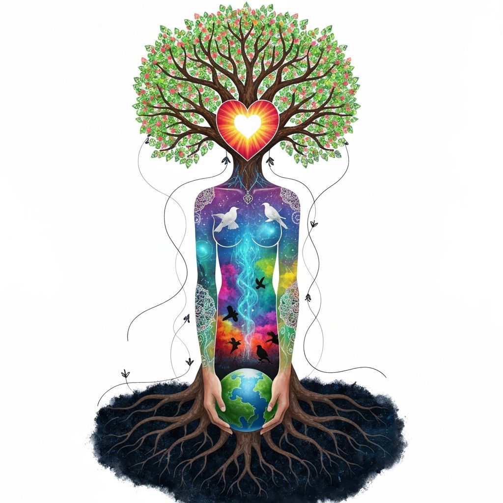 Ethereal Tree Woman Blossoms from Forest Floor