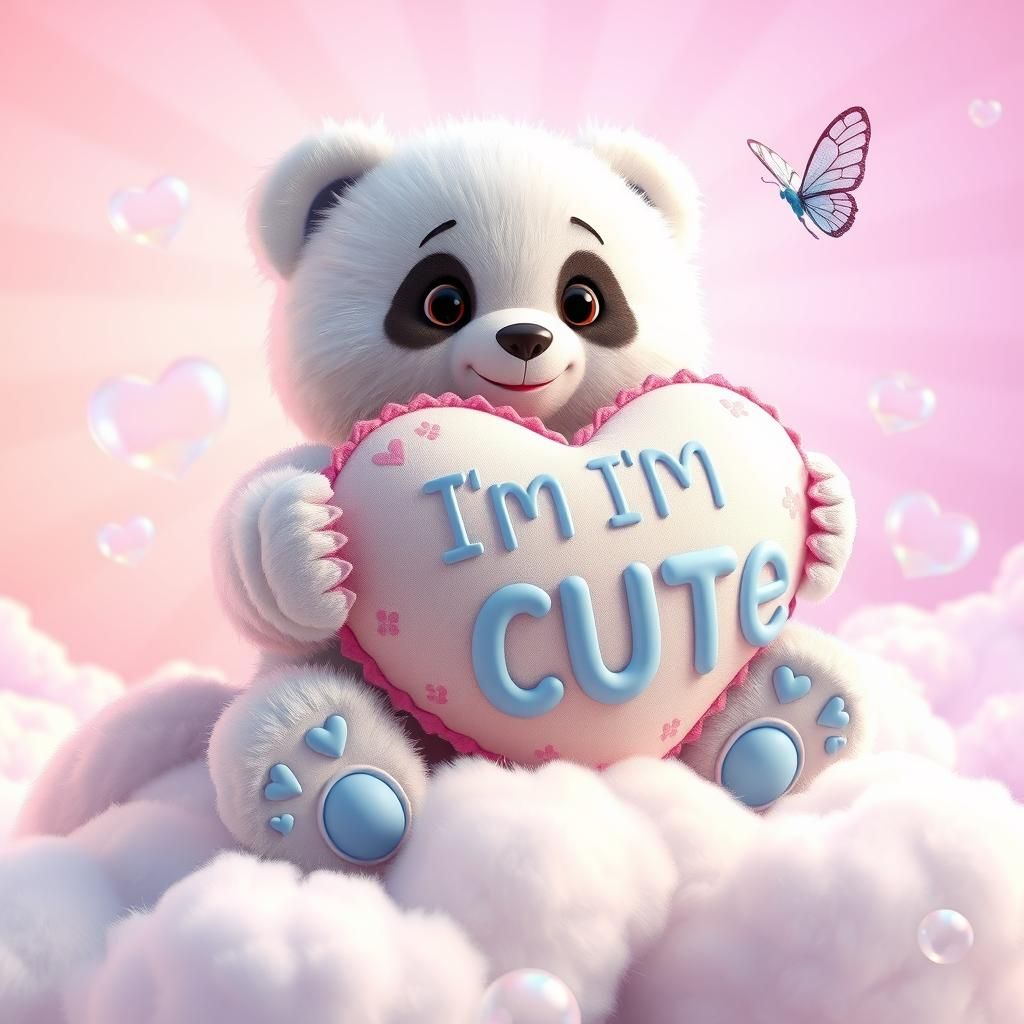 Fluffy Panda on Cloud in 3D Digital Art