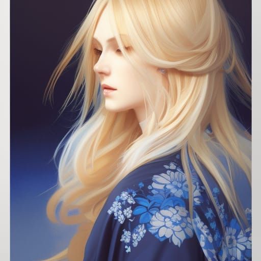 Kimono Girl Portrait in Hyperdetailed Splash Art Style