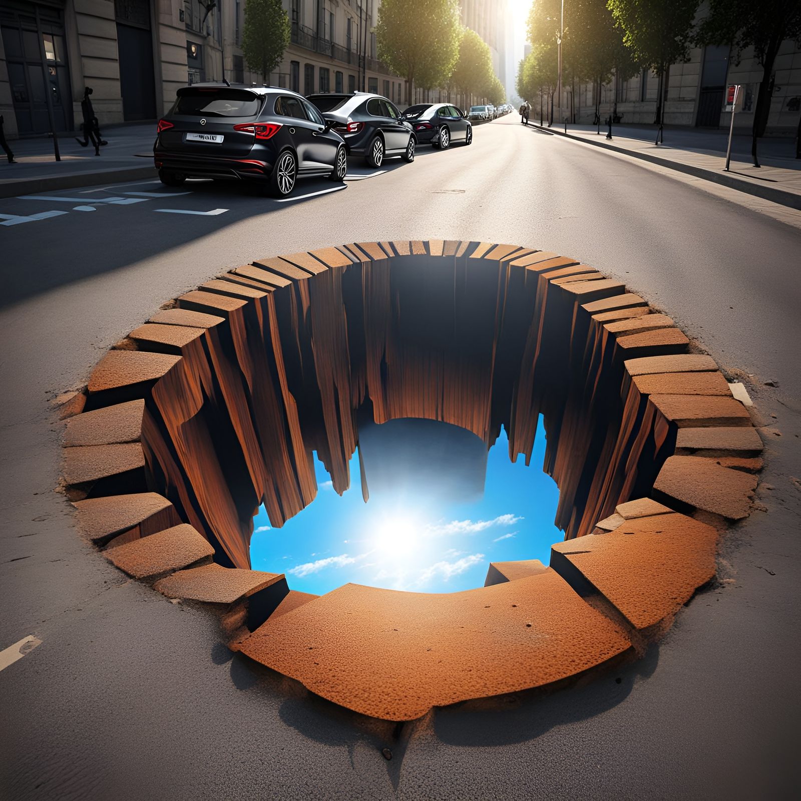 Realistic 3D Graffiti Hole Optical Illusion