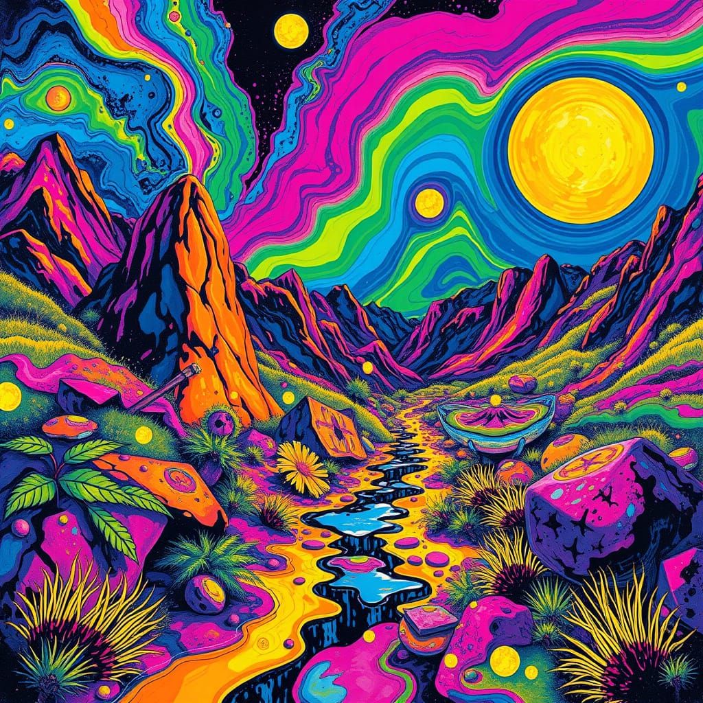 Psychedelic Music Festival Flyer in Graffiti Style