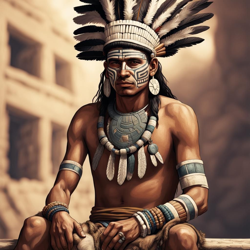 Modern Aztec Man: Highly Detailed Image
