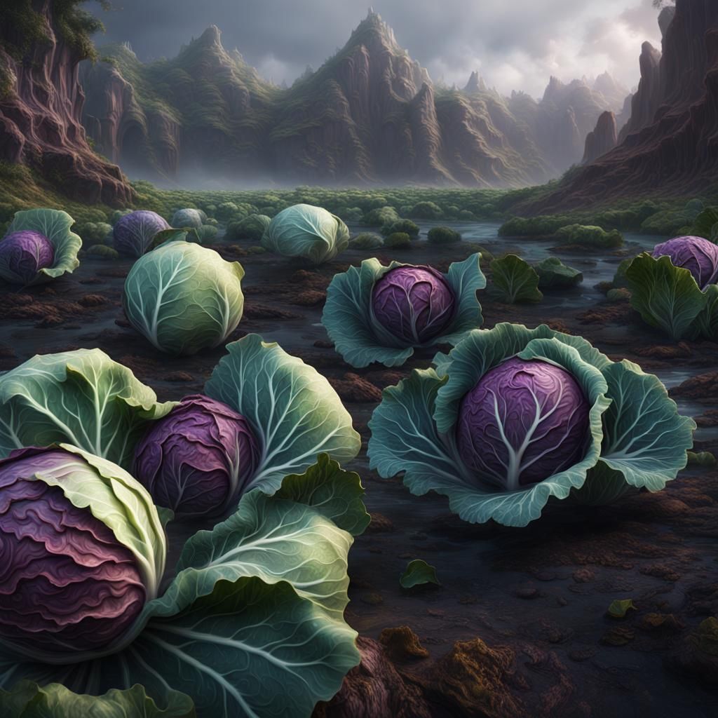 Fantastical Cabbage: Detailed Matte Painting