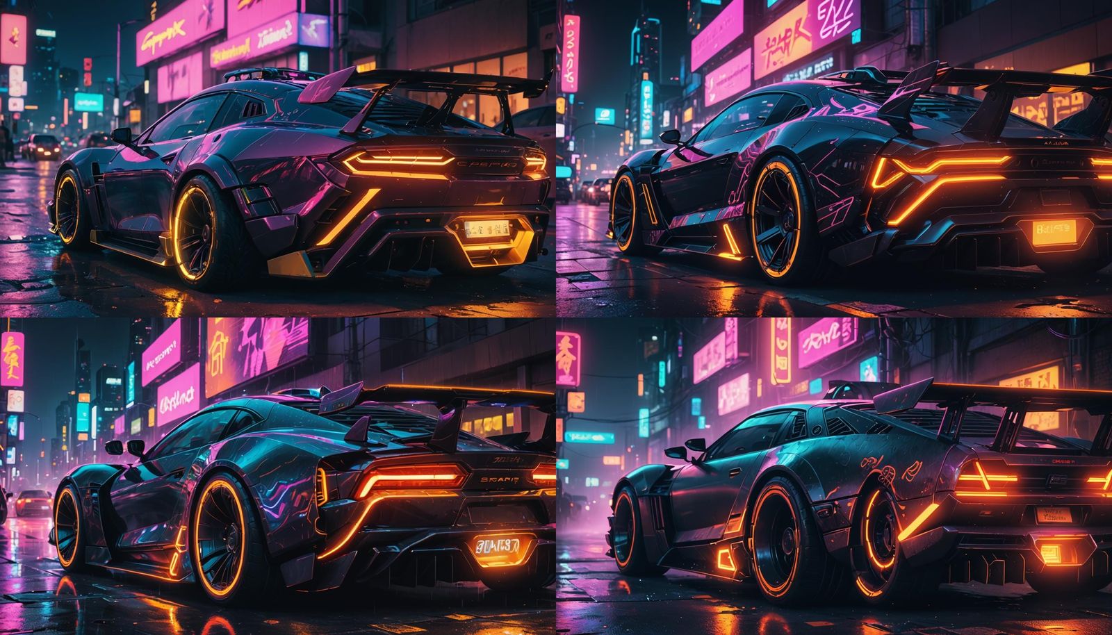 Cyberpunk Car in Neon Cityscape: 8K Art