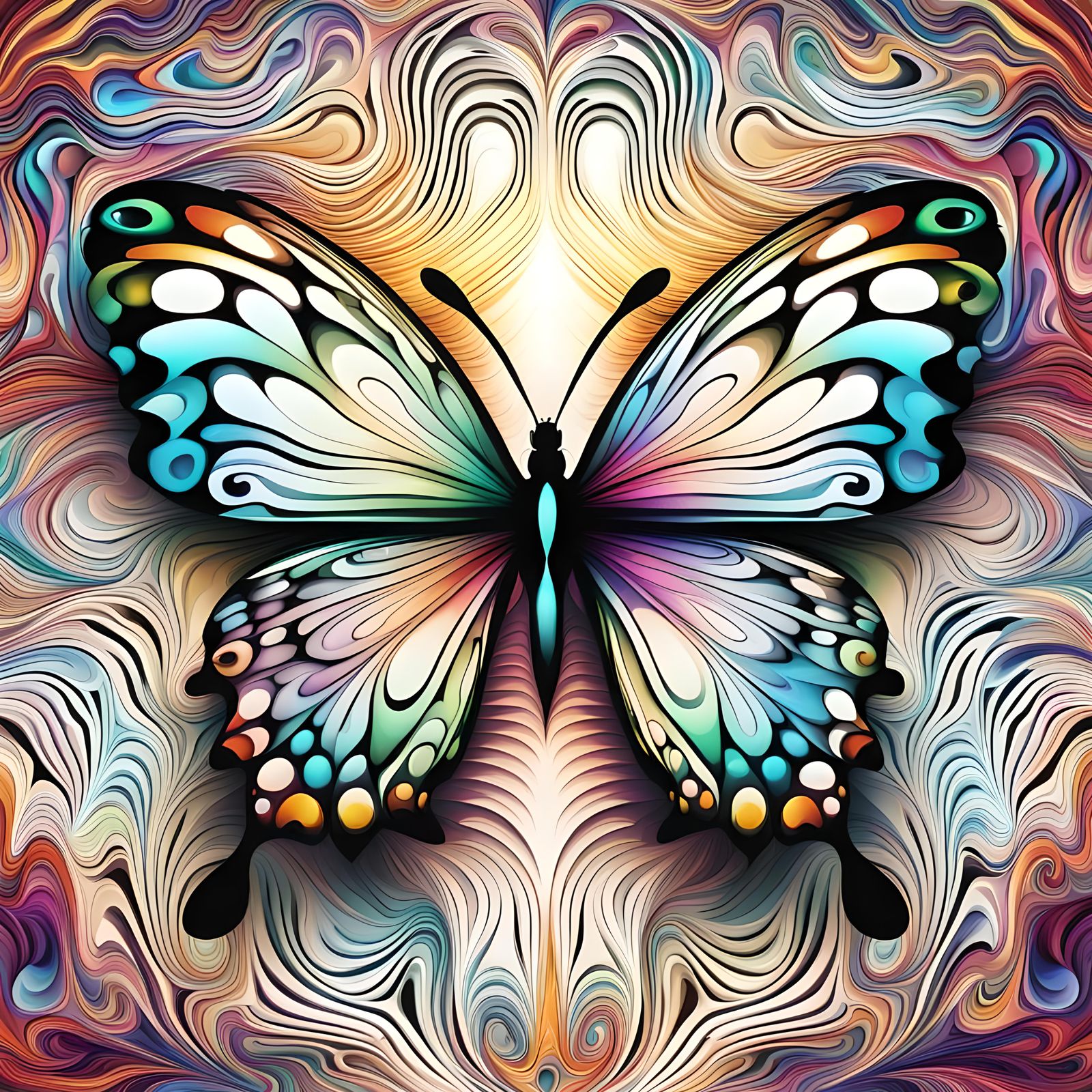 Colorful Abstract Butterfly Vector Fractal Art