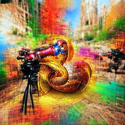 Steampunk Snake in Abstract 3D Comic Style