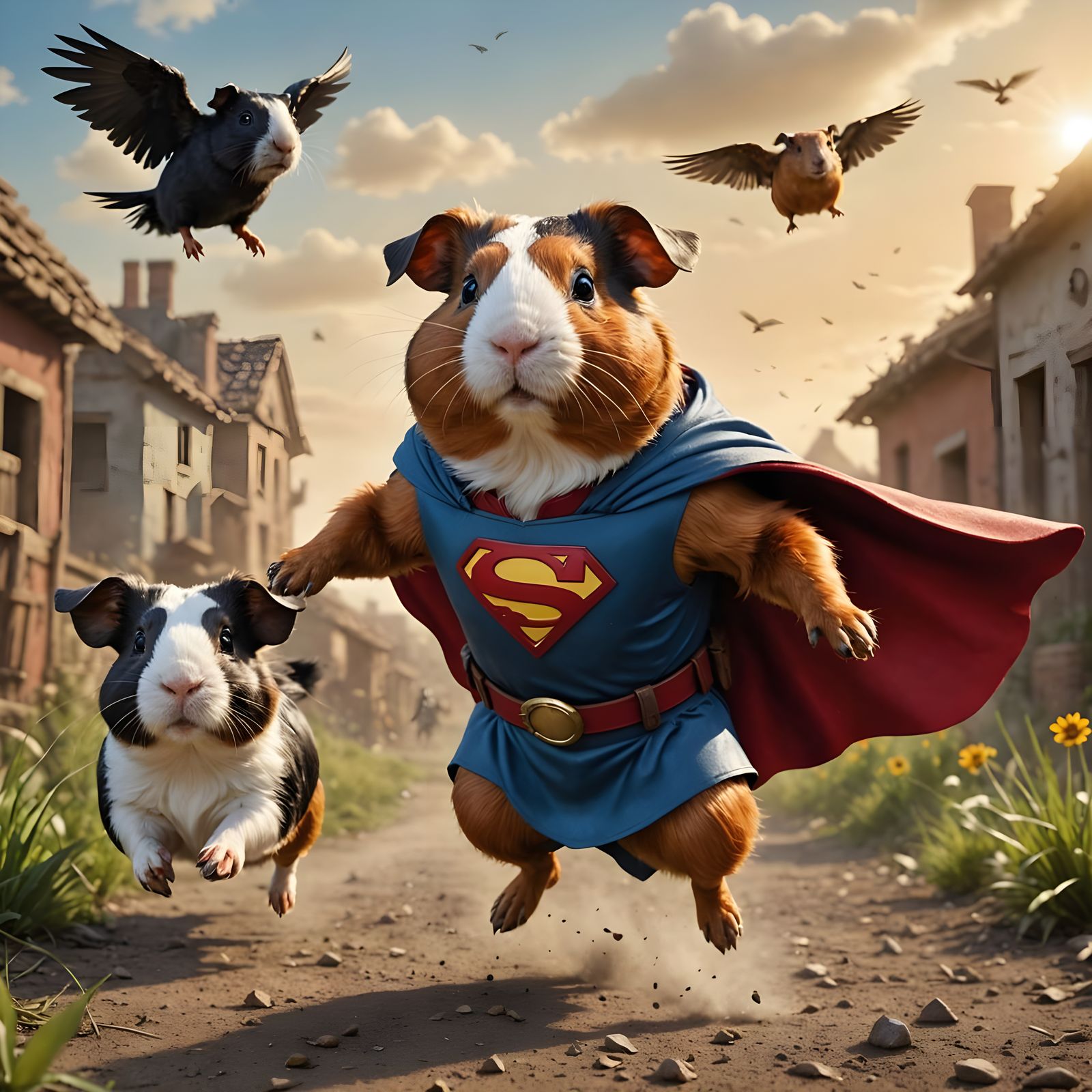 Daring Guinea Pig Hero Saves Pals in Vibrant, Hyperrealistic...