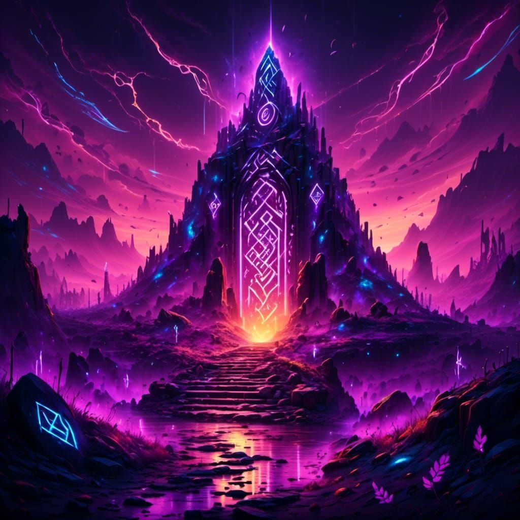 Magical Glowing Runes with Ancient Runestones