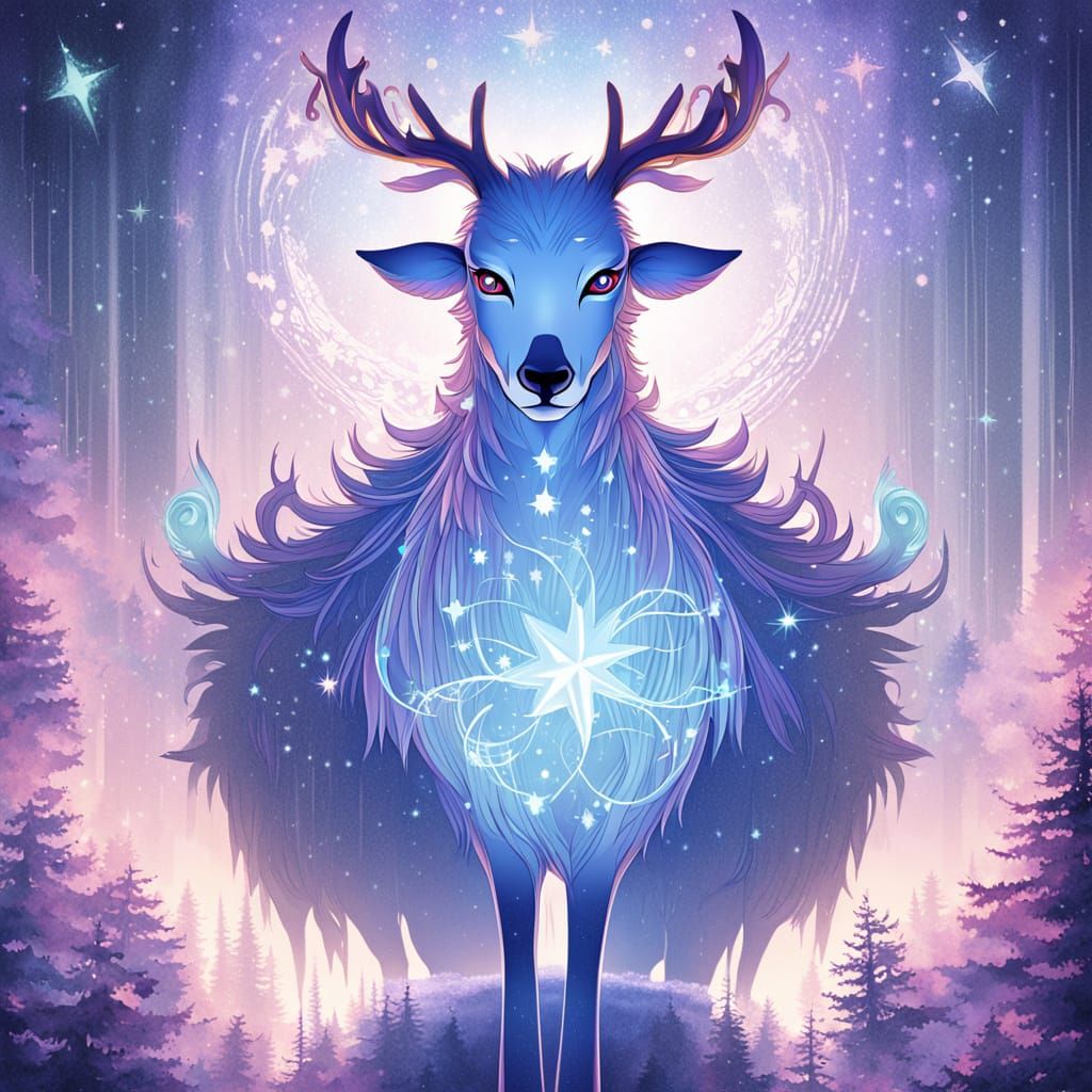 Stardust Deer in Misty Forest: Anime Key Visual