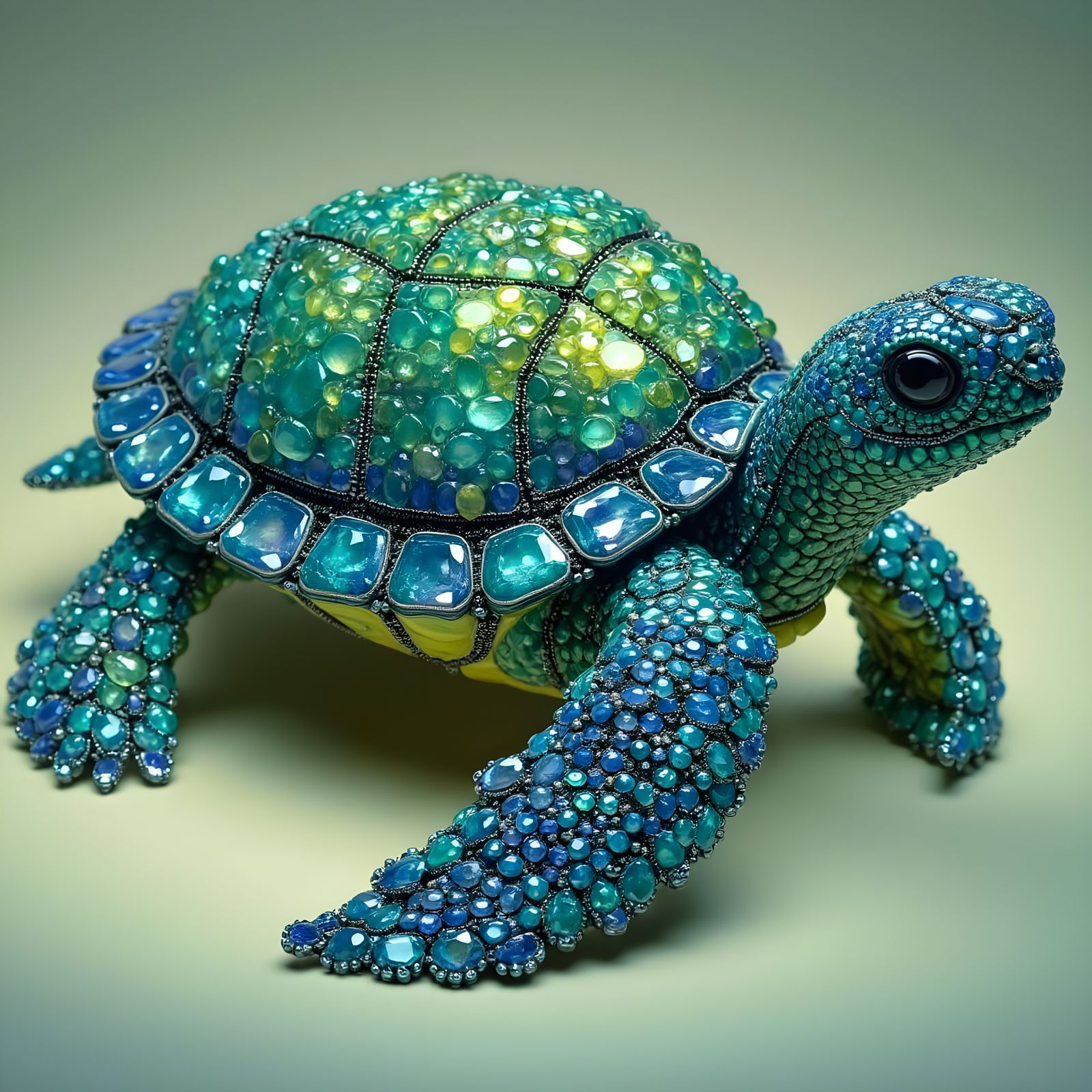 Crystal Bead Sea Turtle in an Underwater Oasis
