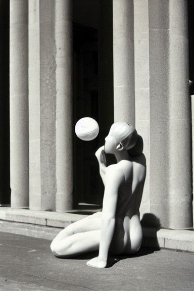 Provocative Nude Figure with Statue, Bourdin Style