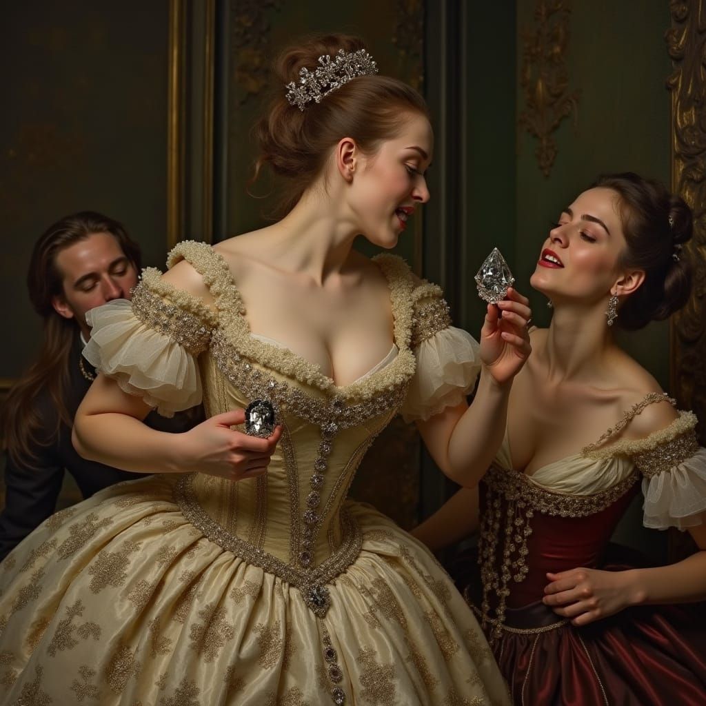 Elegant Russian Noblewoman Displays Exquisite Diamond in 17t...