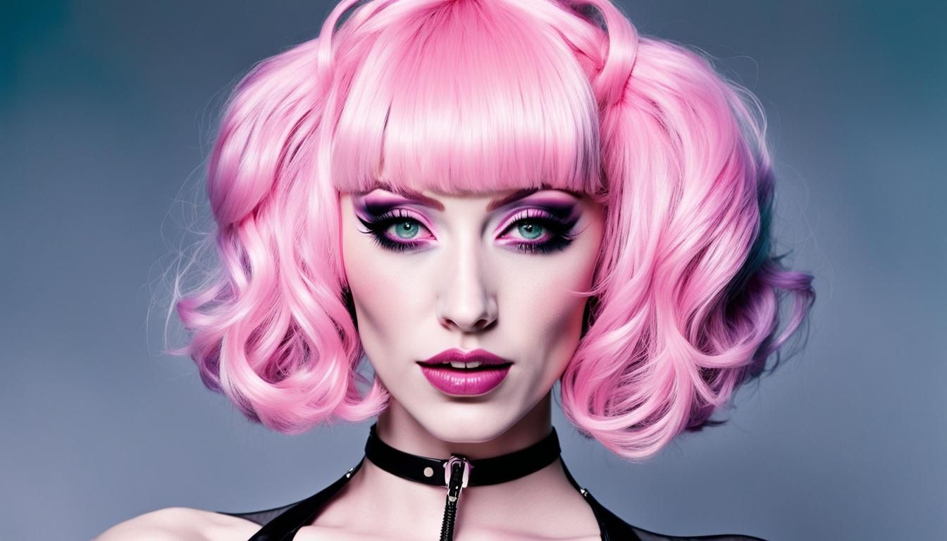 Pastel Goth Zombie with Pink Hair in Lab