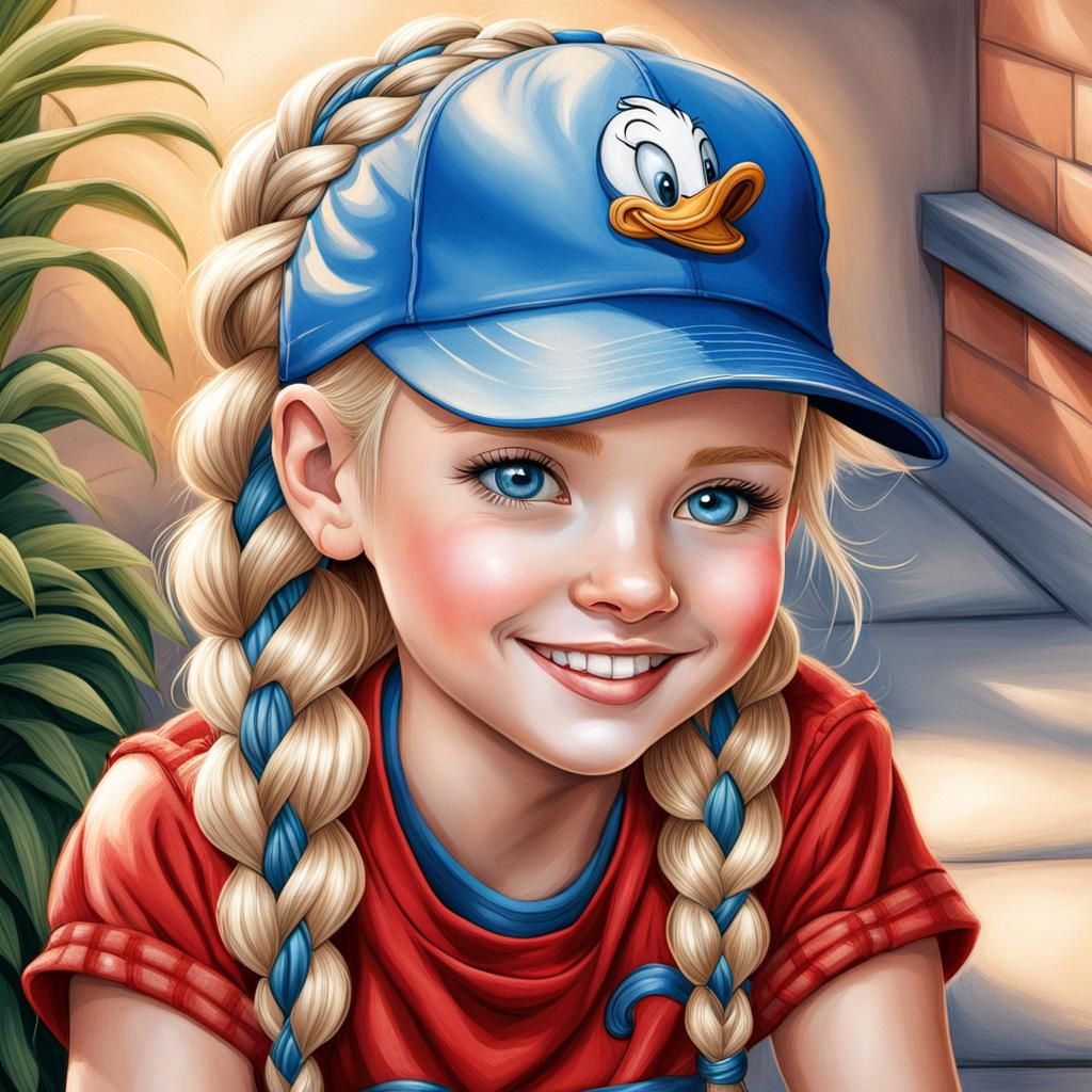 Girl with Braid in Colored Pencil Style