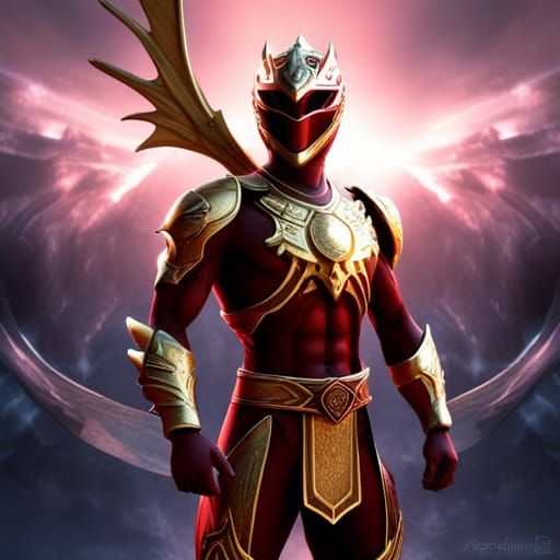 Red Dragon Power Ranger with Golden Shield