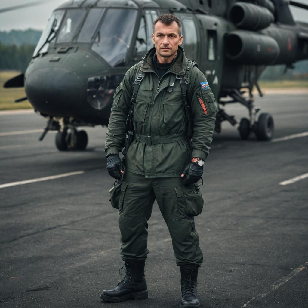 Photorealistic Portrait of Slavic Man in Military Attire