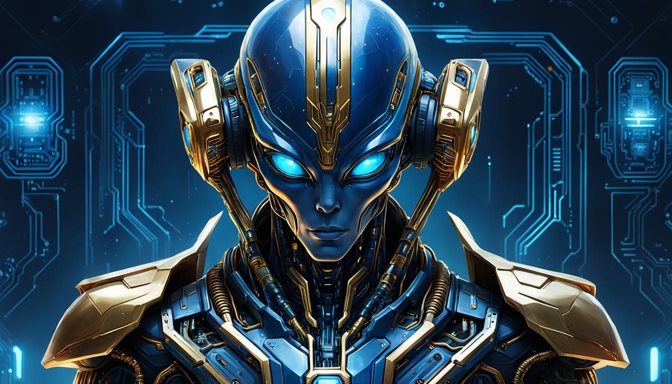 Futuristic AI Superstar in Cyberpunk Style