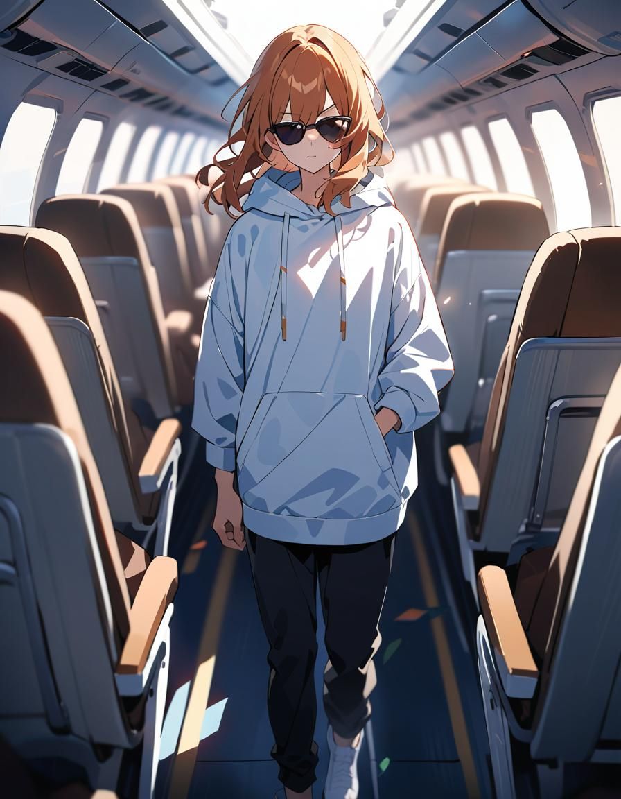 Ginger Angel in Hoodie with White Wings