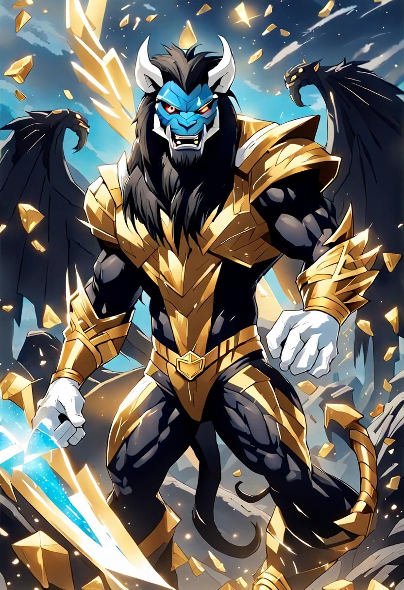 Muscular Anthro Manticore Bodybuilder in Frank Frazetta Styl...